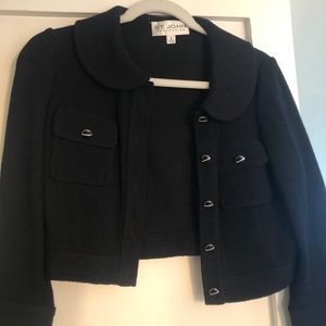 St John cropped black jacket with buttons Sz 4